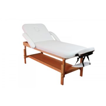 lettino da massaggio e terapia, modello nuvola, struttura in legno e imbottiture bianche