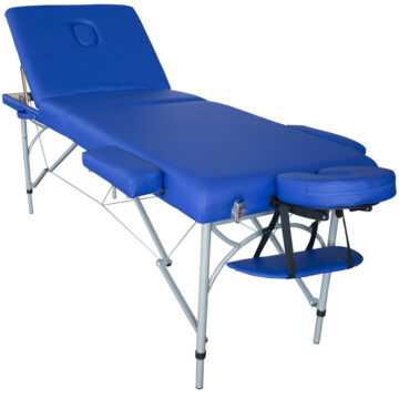 lettino alluminio portatile colore blue con foro lato schienale