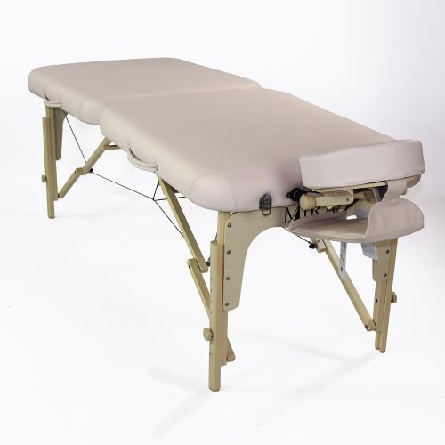 lettino legno leggero colore beige due piazze con accessori