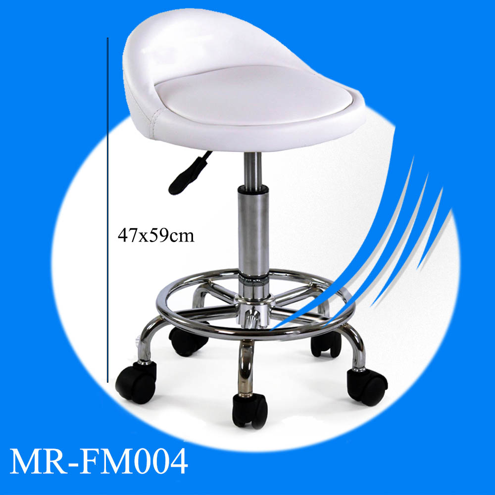 Sgabello con schienale biano tondo 5 ruote metallo