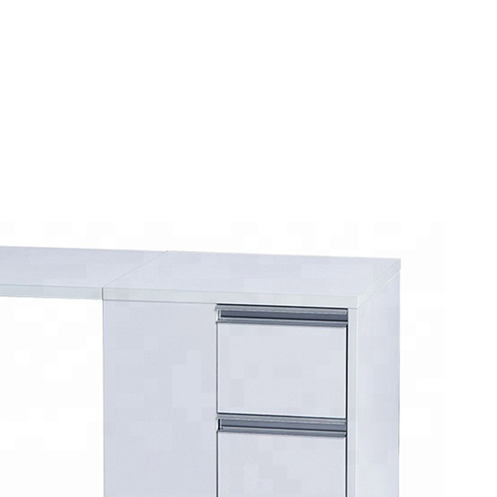 Tavolo da manicure richiudibile Dp-38, vista angolare, colore bianco, con cassetti
