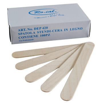 Scatola da 100 spatole stendi-cera in legno, confezione Ro.ial