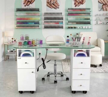 tavolo manicure piano vetro temperato incluso aspratore potente