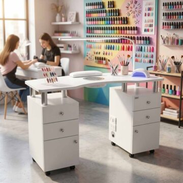 tavolo manciure con cassetti e ante , aspiratore incluso